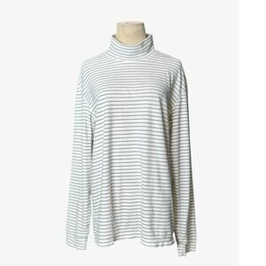 Uniqlo white gray stripes long sleeves fleece t shirt size Large
